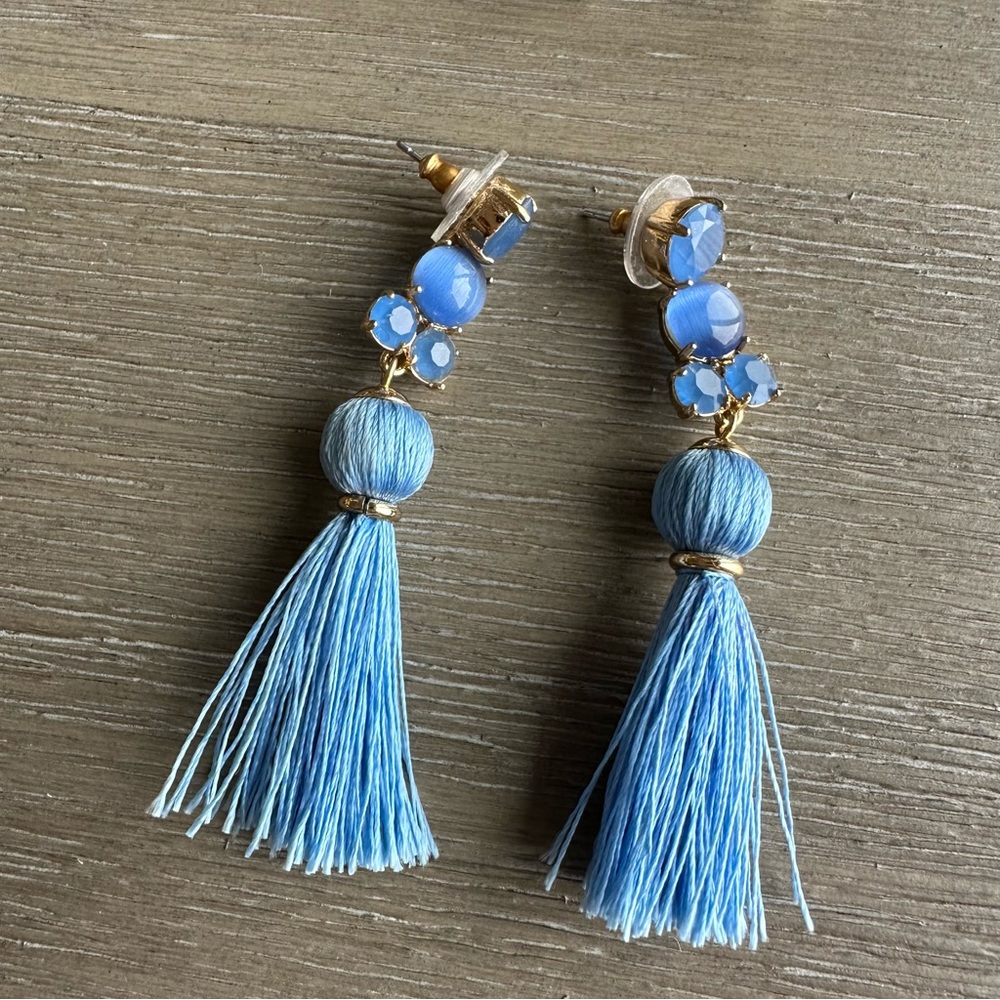 kate spade “The Swing of Things” Blue Tassel Earrings